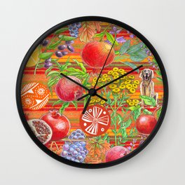 Fall @ Tres Sabores Wall Clock | Nature, Sageflowers, Pattern, Sage, Farm, Surfacepattern, Tressabores, Dog, Fall, Digital 