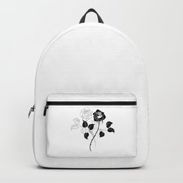 Two Roses Backpack | Blackrose, White, Monochrome, Stylization, Flowers, Tworoses, Elegant, Sketch, Bud, Drawing 