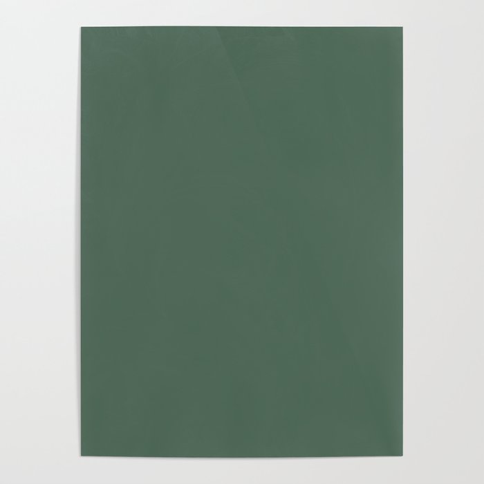 Dark Green Solid Color Pantone Myrtle 18-6114 TCX Shades of Green Hues Poster