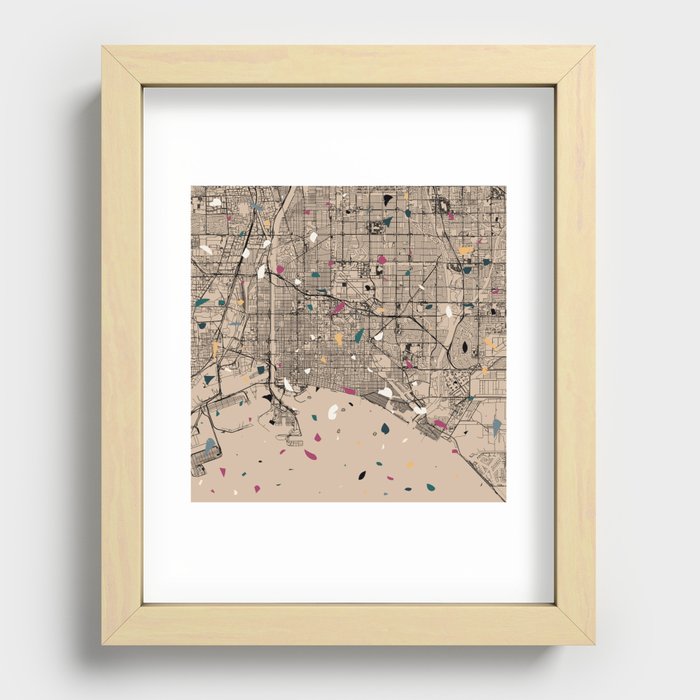 LONG BEACH USA City Map Collage Recessed Framed Print