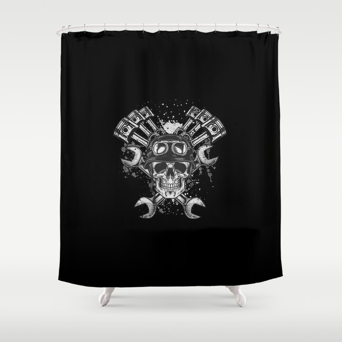 Grunge Distressed Biker Skull Shower Curtain