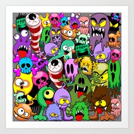 Monsters Doodles Characters Saga Art Print