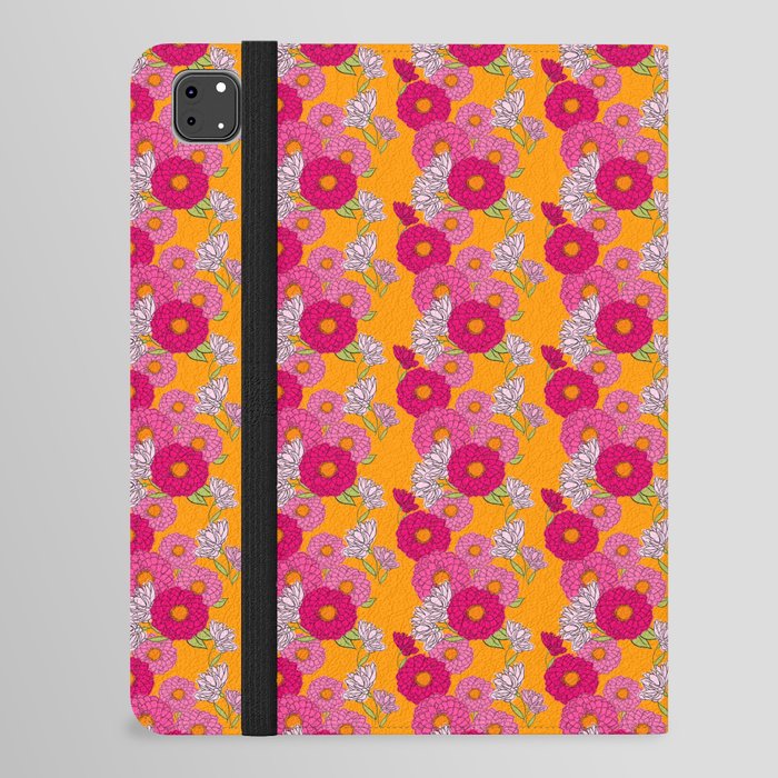 Retro Modern Mums Floral Mini Pattern Orange iPad Folio Case