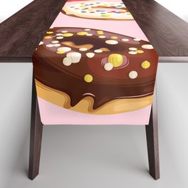 Doughnuts Confectionery Pink Chocolate Table Runner