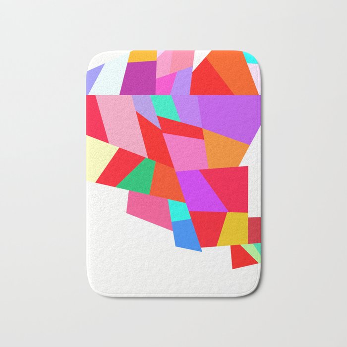 Happy Colourful Geometric Pattern Bath Mat By Dominiquevari Society6