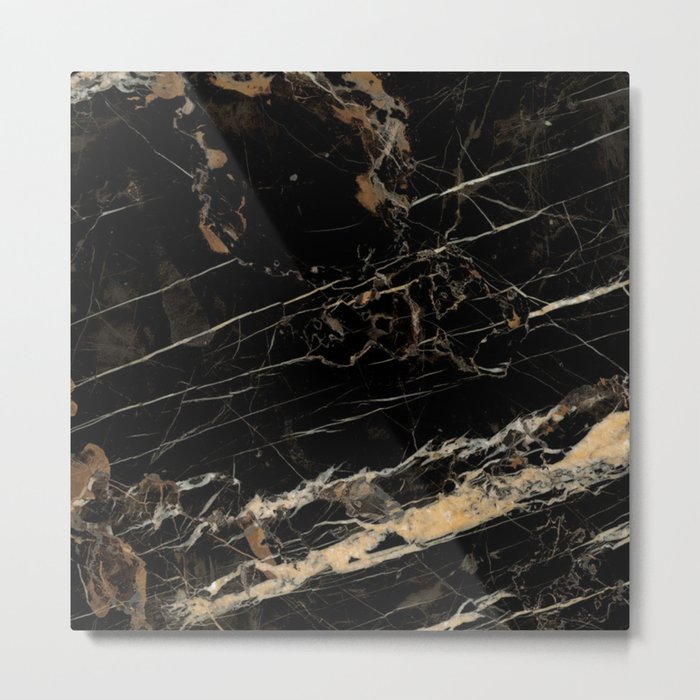 Marble Gold and Black  Metal Print