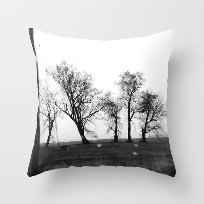 Road winter trees Throw Pillow