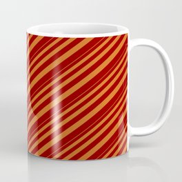 [ Thumbnail: Chocolate and Dark Red Colored Lined/Striped Pattern Coffee Mug ]