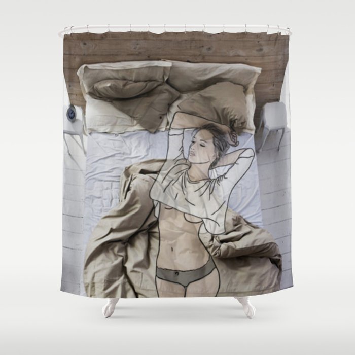 A day in bed Shower Curtain
