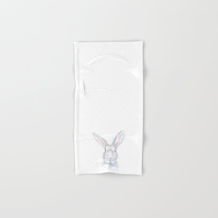 Gray Bunny Rabbit Watercolor Painting Hand & Bath Towel