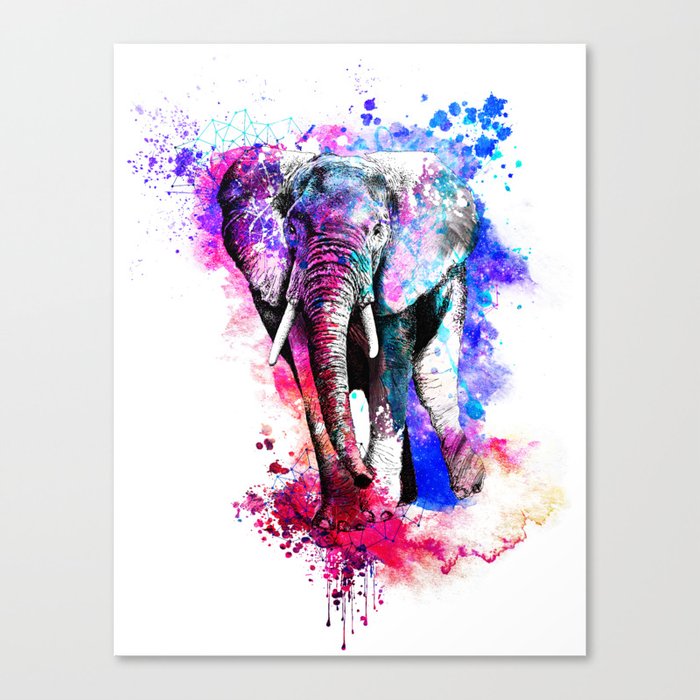 Colorful elephant drawing Canvas Print