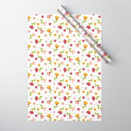 Flowers and Dots Pattern Wrapping Paper
