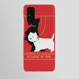 Retro London and Glasgow by train, dogs terriers Android Case