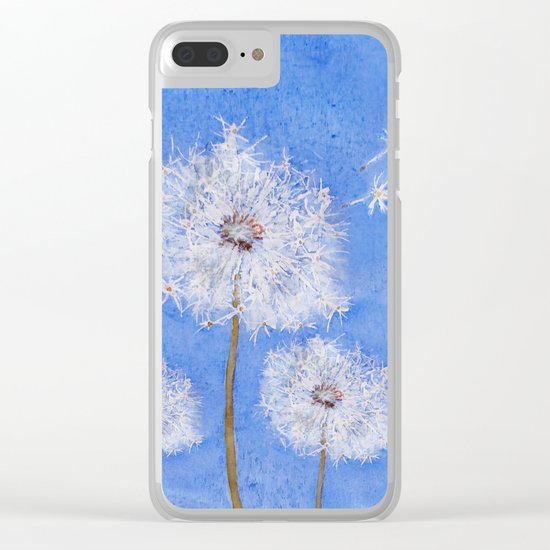 flying dandelion watercolor painting Clear iPhone Case