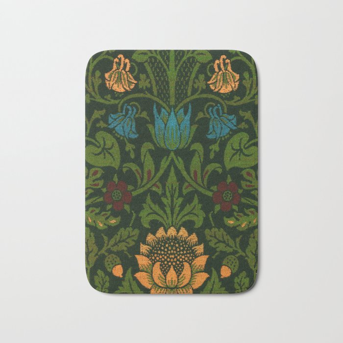 William Morris Sunflower and water lilies floral textile Victorian 19th Century fabric print pattern Bath Mat