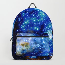 Vibrant Blue Brown Glitter Sparkle Stars Backpack