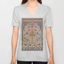 Isfahan Antique Central Persian Carpet Print V Neck T Shirt