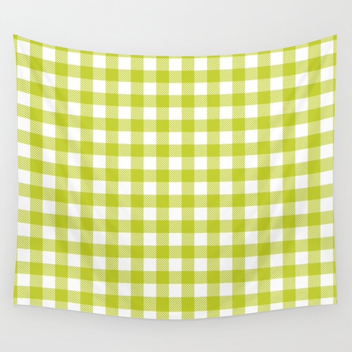 Plaid (chartreuse/white) Wall Tapestry