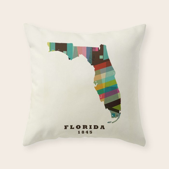 Florida State Map Modern Throw Pillow By Bribuckley Society6