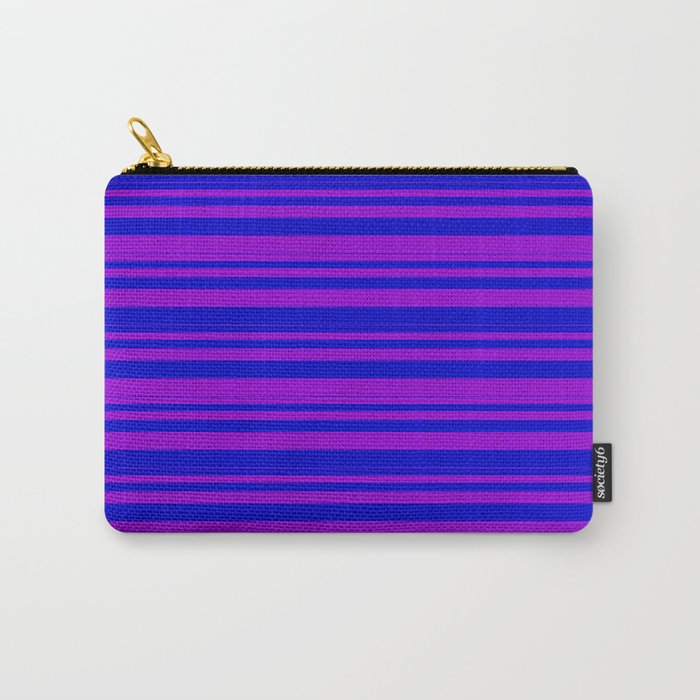 Dark Violet and Blue Colored Lines Pattern Carry-All Pouch