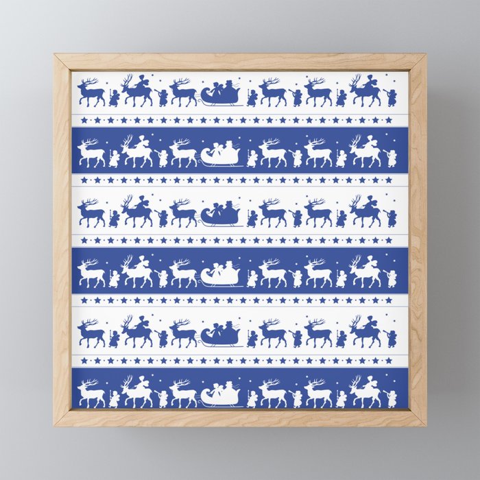 Christmas Parade - (Blue) Framed Mini Art Print