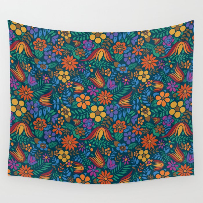 Another Floral Retro Wall Tapestry