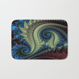 Fractal Abstract 87 Bath Mat | Phoenix, Maelstrom, Ornate, Spin, Graphicdesign, Spiral, Abstract, Vortex, Blue, Gold 