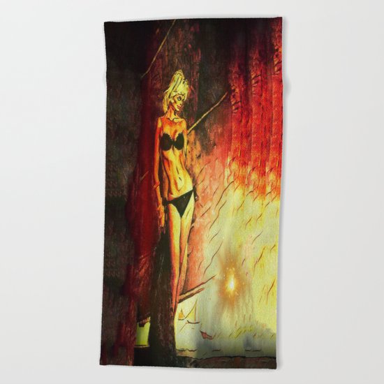 Night is on Fire Beach Towel