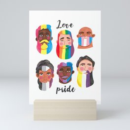 Gay pride rainbow gender flags beard men Mini Art Print