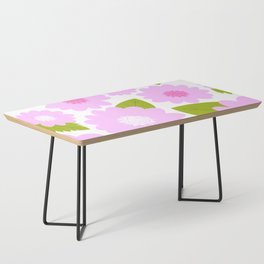Cheerful Pink Summer Flowers On White Coffee Table