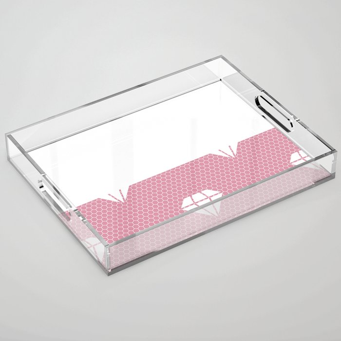 White Diamond Lace Horizontal Split on Blush Pink Acrylic Tray