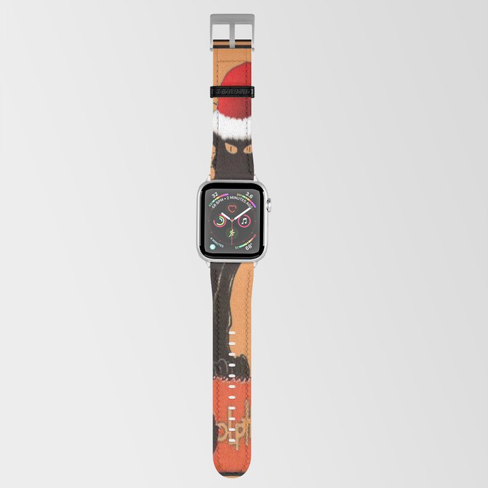 Le Chat Noel Christmas Parody Grungy Distressed Vintage Cat Apple Watch Band