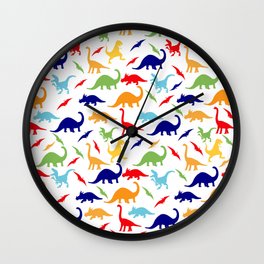 Colorful Dinosaurs Pattern Wall Clock