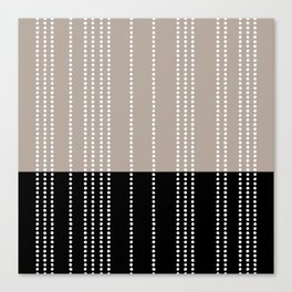 Ethnic Spotted Stripes, Mocha and Black Canvas Print