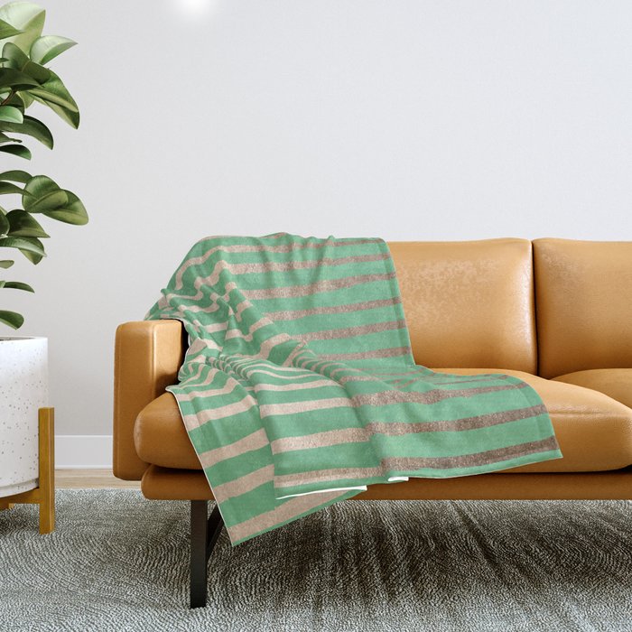 Abstract Stripes Gold Tropical Green Throw Blanket
