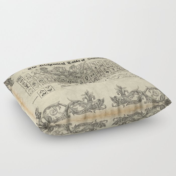 The Alchemical Table of Symbols Floor Pillow