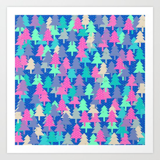 Colorful fir pattern II Art Print