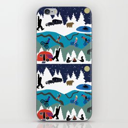 Happy Campers biking hiking with bear and Wolf iPhone Skin
