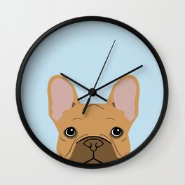 fawn frenchie dog art portrait - french bulldog art print Wall Clock