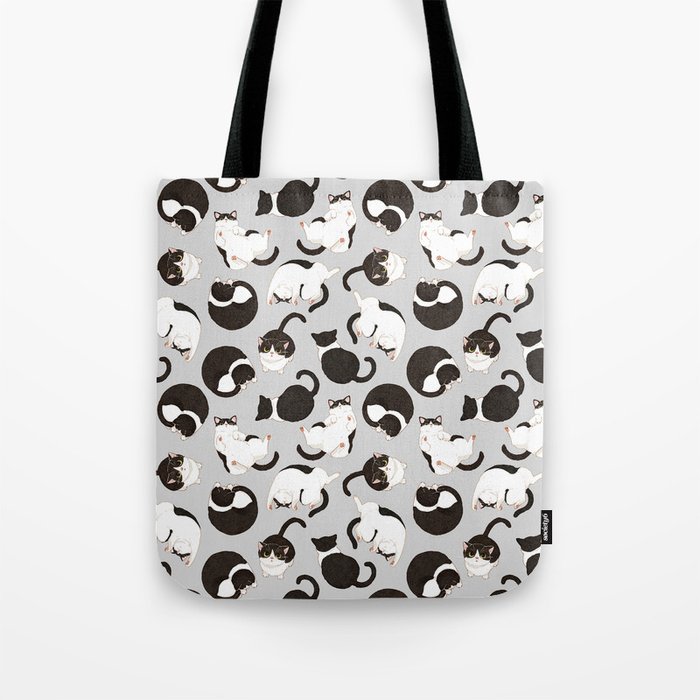 Black and White Cats Chilling on Floor Tote Bag