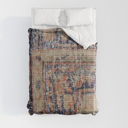 Vintage Woven Navy Blue and Tan Kilim  Duvet Cover