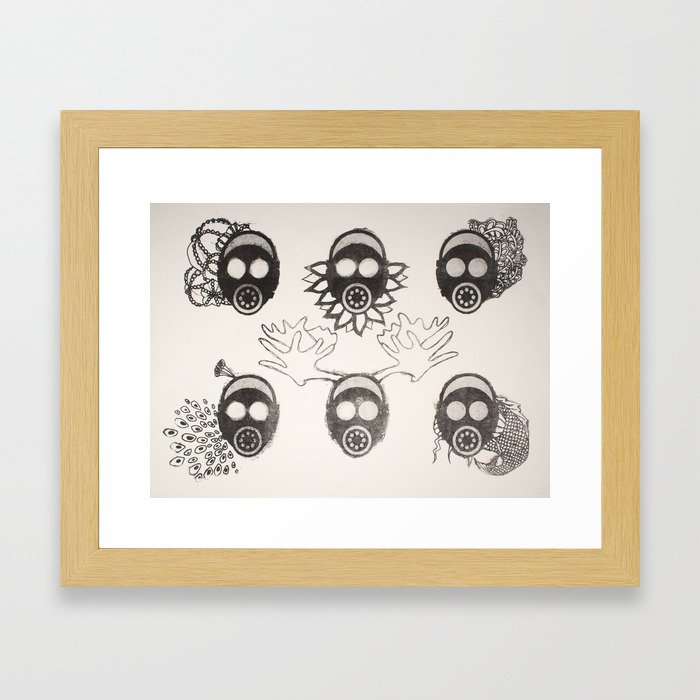 Gas Mask Motif Framed Art Print