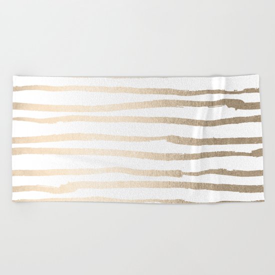 White Gold Sands Painted Lines Beach Towel