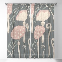 Yumeji Takehisa - Kinoko (Mushroom) Woodblock art Sheer Curtain