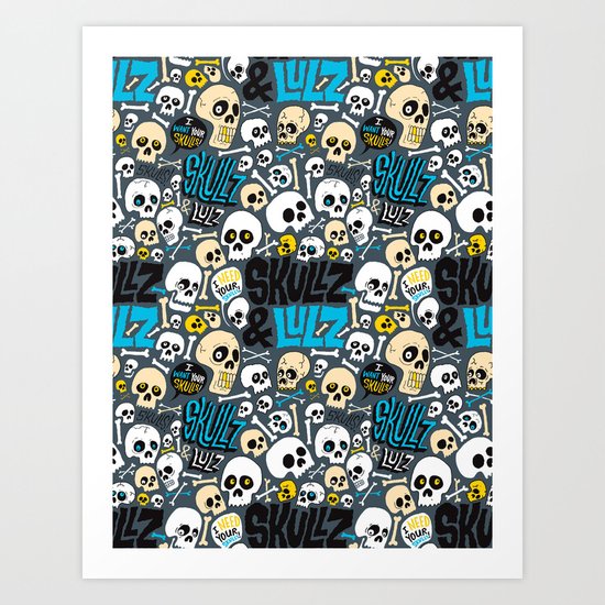 Skullz & Lulz Pattern Art Print