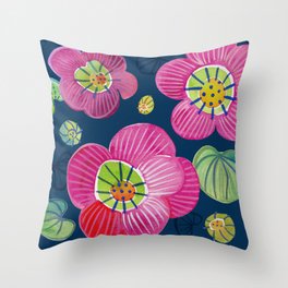 Pink Poppies Throw Pillow