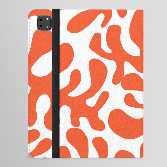 Vibrant orange Matisse cut outs seaweed pattern on white background iPad Folio Case