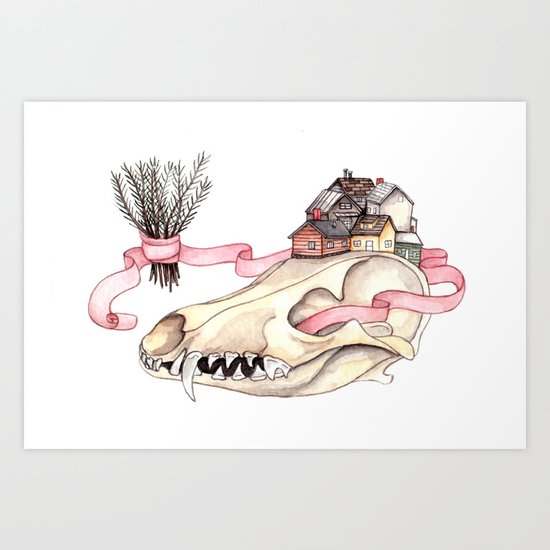 Tiny Homes of Pine on Bone Art Print