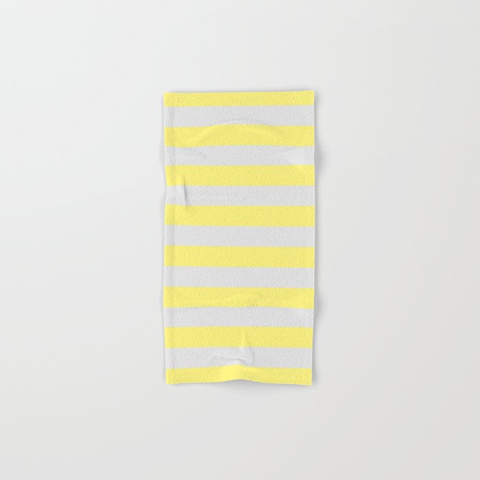 Lemon Yellow & Gray Stripes Hand & Bath Towel