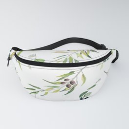 Eucalyptus and Olive on White Background  Fanny Pack